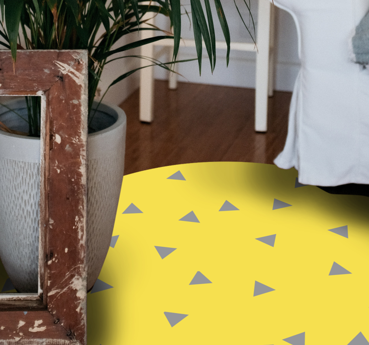 Yellow triangle design geometric vinyl rug - TenStickers