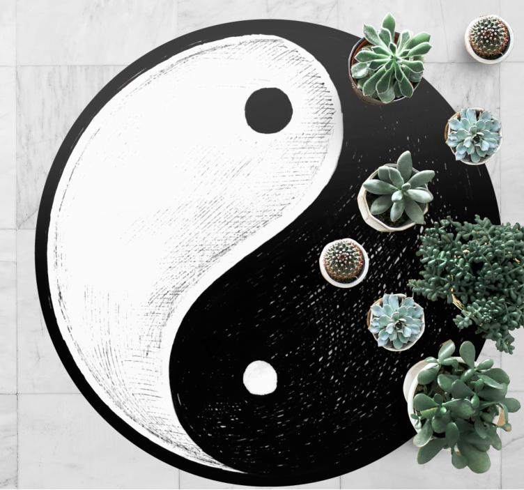 Yin Yang Symbol circular vinyl rug - TenStickers