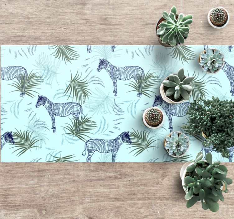 Zebra patterned leaves animal vinyl rug - TenStickers