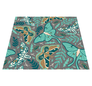 Green and blue butterflies bedroom vinyl rug - TenStickers