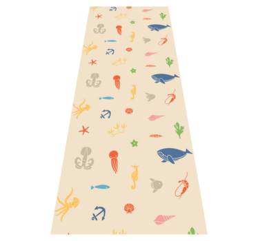 Bedroom vinyl rug with sea creatures on beige background - TenStickers