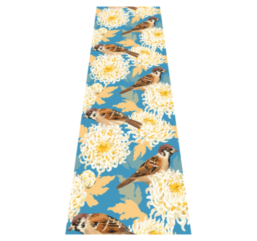Bedroom vinyl rug aquarella birds and leaves design - TenStickers