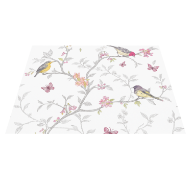 Bedroom vinyl rug birds on branches design - TenStickers