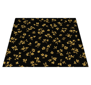 Bedroom vinyl rug dark background with gold flowers - TenStickers