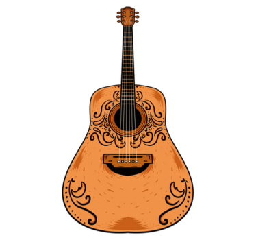 Bedroom vinyl rug orange guitar design - TenStickers
