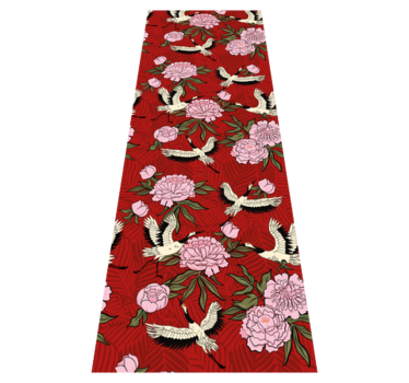Bedroom vinyl rug with white birds on red pattern - TenStickers