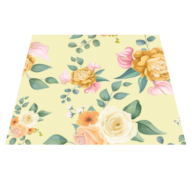 Yellow roses vintage style bedroom vinyl rug - TenStickers