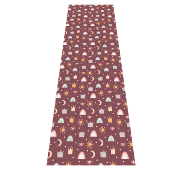 Bedroom vinyl rug with crown, star, and rainbow pattern - TenStickers