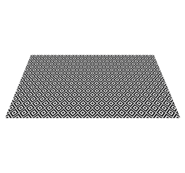 Geometric black and white design vinyl rug - TenStickers