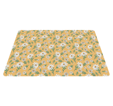 70's Daisy flower yellow background vinyl living room rug - TenStickers