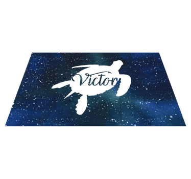 Turtle in the galaxy with name vinyl rug with name - TenStickers