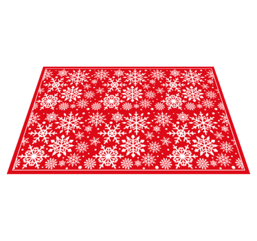 copos nieve fondo rojo Christmas rug - TenStickers
