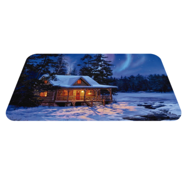 Winter land with cottage Christmas rug - TenStickers