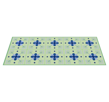 Light blue and green kitchen tile effect vinyl rug tile mat - TenStickers