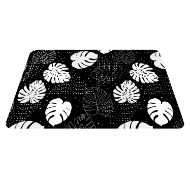 Black and white monstera leaves nature carpet - TenStickers