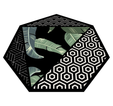 Green leaves and geometric pattern geometric carpets - TenStickers