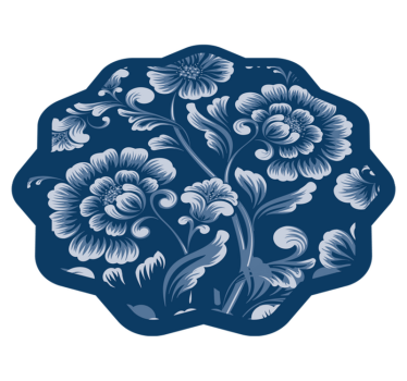 Elegant Blue Flowers flower rug - TenStickers