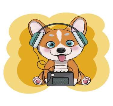 Vinyl rug dog listening to music animal mat - TenStickers
