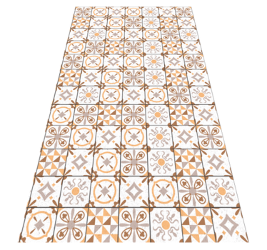 kitchen vinyl rug brown squares tile mat - TenStickers