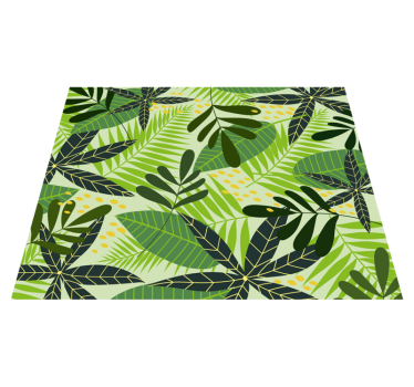 Green leaves flower rug - TenStickers