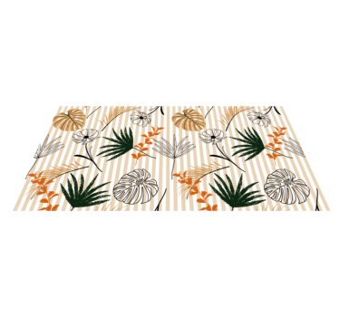 Vinyl rug black white and beige flowers stripes rug - TenStickers
