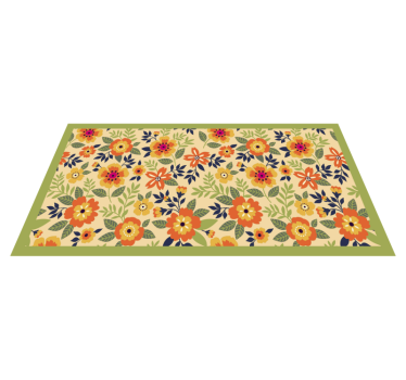 flowers green and orange flower rug - TenStickers