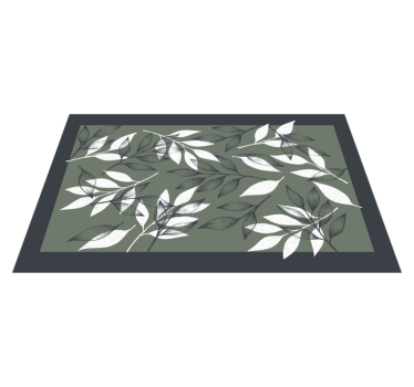 Black and white leaves flower rug - TenStickers