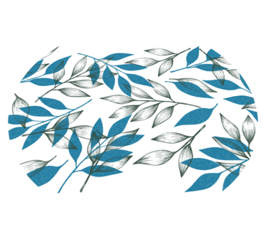 Blue and green leaves flower vinyl rug - TenStickers