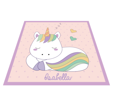 Personalized unicorn on rainbow vinyl mat - TenStickers