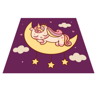 cute unicorn sleeping on a moon vinyl mat - TenStickers