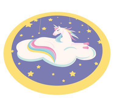 unicorn laying down on a cloud animal mat - TenStickers