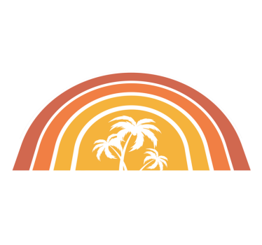 Retro Sunset and Palms retro rug - TenStickers