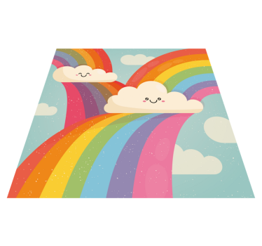 Rainbow in clouds kids vinyl carpet - TenStickers