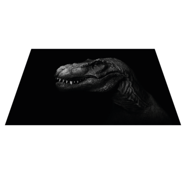 realistic and elegant dinosaur on black background animal mat - TenStickers
