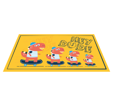 hey dude dinosaur on skateboard animal mat - TenStickers