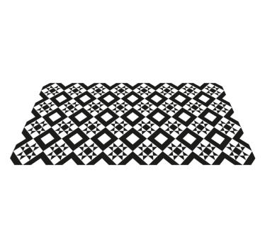 Black and white geometric tile kitchen vinyl rug - TenStickers