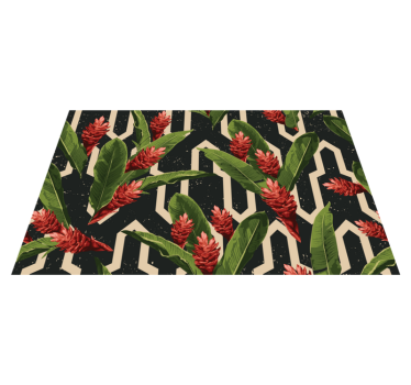 Vintage tropical leaves flower rug - TenStickers