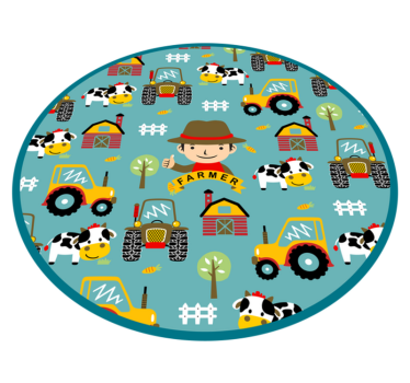 Farmer, animals and tractor circle animal mat - TenStickers