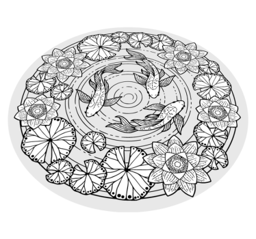 Lotus and koi carp flower carpet - TenStickers