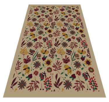 Beige floral flower rug - TenStickers