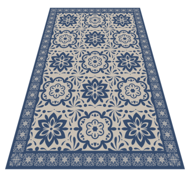 Blue hidraulic floral theme tile mat - TenStickers