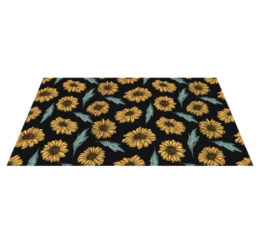 Black background sunflowers flower rug - TenStickers