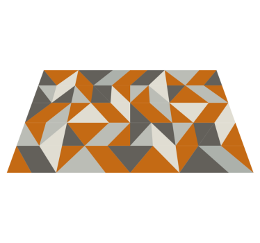 Orange and grey abstract modern tile geometric carpets - TenStickers