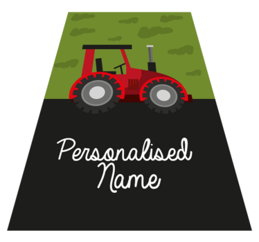 Green and black tractor personalised vinyl rug - TenStickers