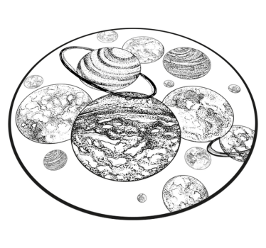 Black and White Solar System vinyl rugs - TenStickers