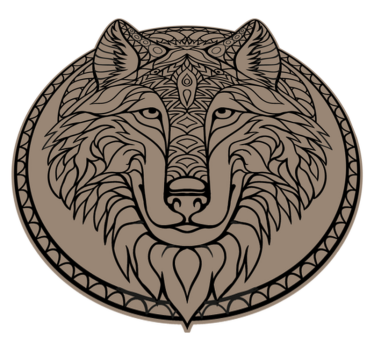 Tribal Wolf Head animal mat - TenStickers