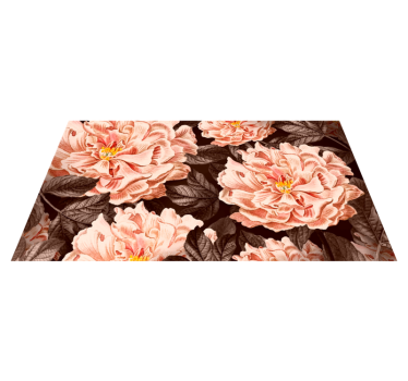 Peony dark background flower rug - TenStickers