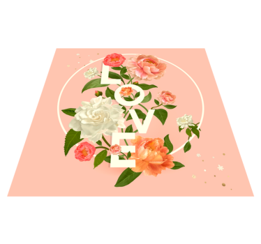 Peony Love text flower rug - TenStickers