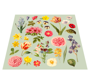 Peony and flower assortment flower rug - TenStickers