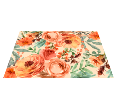Peony watercolour flowers flower rug - TenStickers